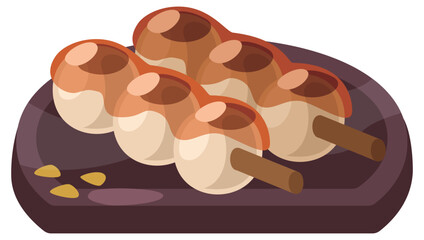 みたらし団子のイラスト_コロンとかわいいシンプルお料理ベクターイラスト