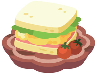 サンドイッチのイラスト_コロンとかわいいシンプルお料理ベクターイラスト