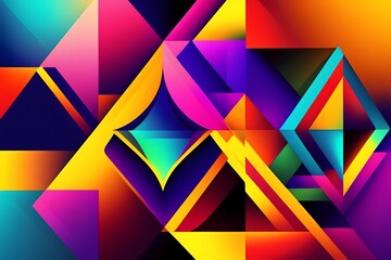 Rendering of Colorful Geometric Abstract Wallpaper Design. Generative AI. 