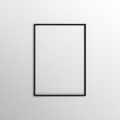 empty frame on white wall black border frame on white background,3d render