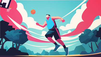 A cartoon of a basketball player