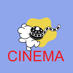 Icon cinema Icon vector Cute Kawaii Cute bunny funny Sweet rabbit 
