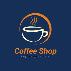 Coffee shop logo design template, Coffee cup logo
