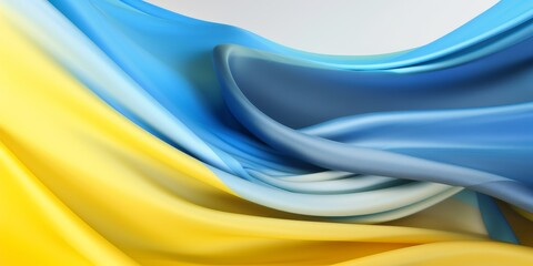 blue and yellow abstract waves cloth satin