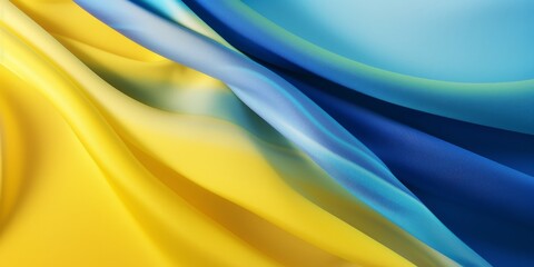 blue and yellow abstract waves cloth satin