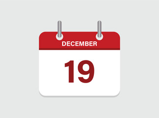 19th December calendar icon. Calendar template for the days of December.