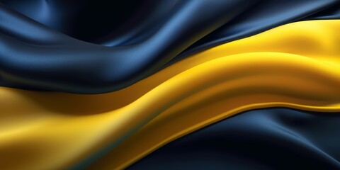 blue and yellow abstract waves cloth satin