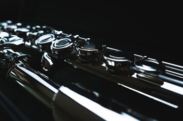 Close shot of a high quality metal alloy flute