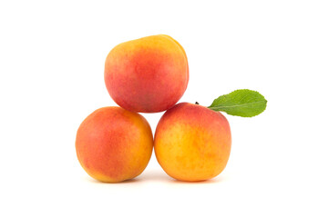 Fresh apricots fruits isolated on white background