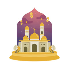 Golden mosque design for islamic greetings