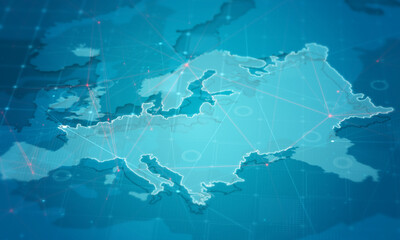 Europe Map Digital Cyber Background