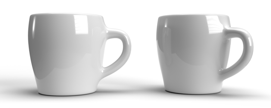 2 simple ceramic coffee mugs. Mockup / transparent and high resolution - ideal for text, logo or image.