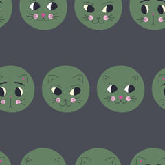 Funny cat face, abstract personage, mascot design, funny face, cute icon.