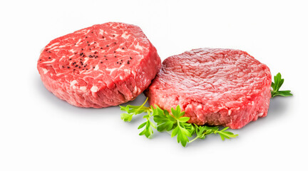 fresh raw beef steak isolated on white background. Generative AI