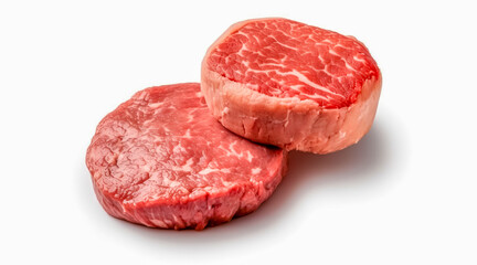 fresh raw beef steak isolated on white background. Generative AI