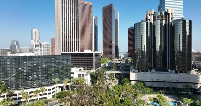 4K Los Angeles, LA downtown arial view from drone.