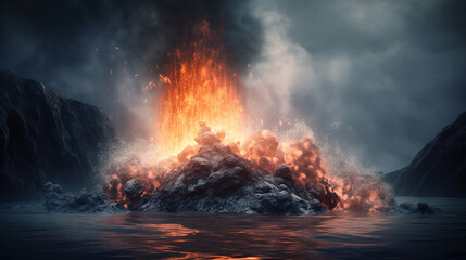 volcano explosion generative ai