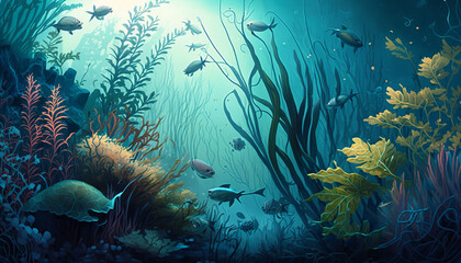 vibrant underwater scene of fish in the sea