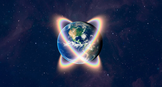 Rainbow surrounds the Planet Earth "Elements of this Image Furnished by NASA"