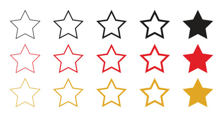 star vector icons, a set of star shapes from outline to solid colour