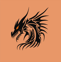 Black dragon head icon design. Dragon animal vector illustration