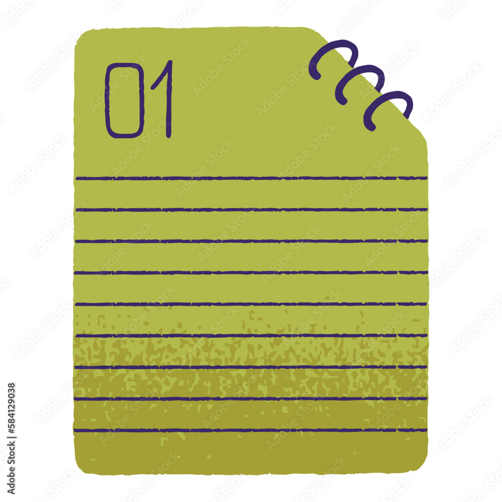 Poster first paper page of lined notebook. blank empty sheet of planner, organizer, spiral bound. start, be