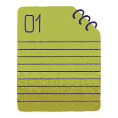 First paper page of lined notebook. Blank empty sheet of planner, organizer, spiral bound. Start, begin concept. Notepad for notes. Flat vector illustration isolated on white background