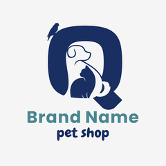 Initial Letter Q Pets Logo Design