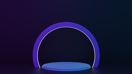 3D Podium with smooth light and blue purple color