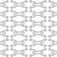 Monochrome ornamental texture with smooth linear shapes, zigzag lines, lace pattern.Abstract geometric black and white pattern for web page, textures, card, poster, fabric, textile.