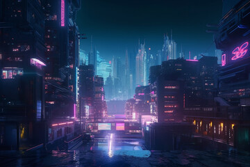 Fototapeta premium neon futuristic city, Generative AI