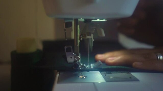 hand sewing on machine