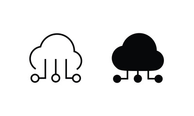 Cloud IOT icon with wifi sign, Internet of Things symbol, black line isolated on white background, editable stroke vector illustration. cloud service illustration sign. communication symbol.