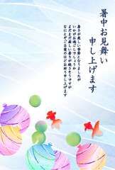 暑中見舞い　金魚　夏　背景