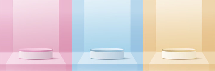 Cosmetic background and set premium podium display for product presentation branding and packaging presentation. studio stage with shadow of background. vector design.