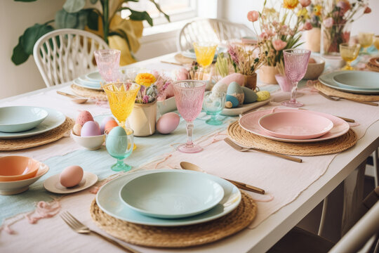Easter spring table dinner place setting, 