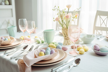 Easter spring table dinner place setting, 
