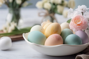 pastel easter eggs in a bowl, 