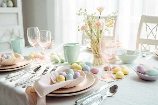 Easter spring table dinner place setting, 