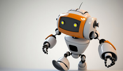 Futuristic cute robot running for something, 3D cute robot