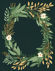 Naklejka na ściany i meble christmas wreath on a black background