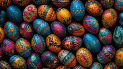 Fototapeta na wymiar Colorful Easter eggs wallpaper banner background,