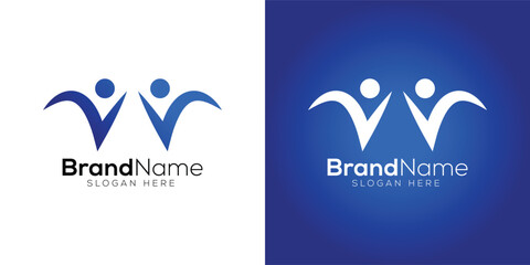 Modern trendy two man icon logo design template