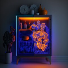 interior with fireplace Generative AI