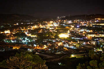 night view of the city in da lat, vietnam