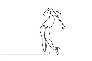 man sportsman golfing hitting the ball line art