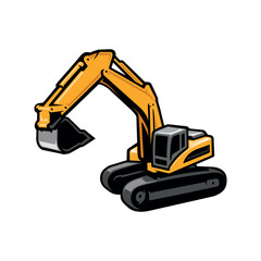 yellow excavator illustration vector