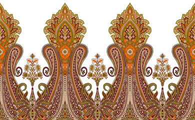 Textile digital design motif pattern decor hand made artwork suitable for women cloth front back and duppata print elements of baroque ornament demask paisley abstract shape gift card wallpaper border