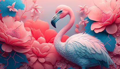 Pink flamingo. AI