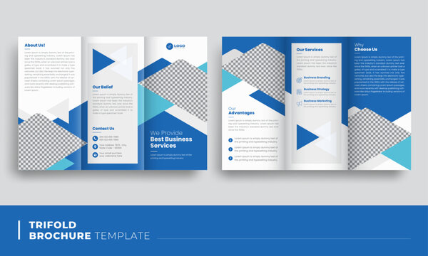 Business trifold Brochure template design, Set of Modern Abstract minimal corporate business trifold threefold foldable brochure leaflet flyer template design